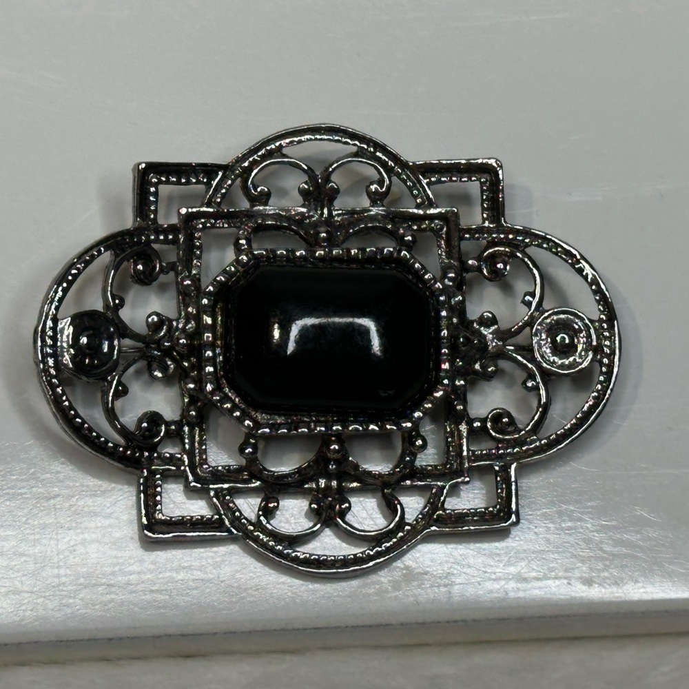 Intricate Black Metal Brooch